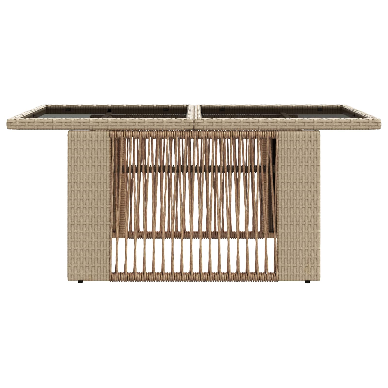 Tavolo da Giardino Beige 100 x 55 x 37 cm Rattan PE e Vetro | homemem39