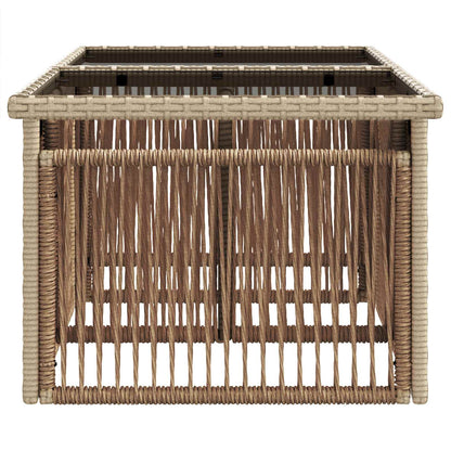 Tavolo da Giardino Beige 100 x 55 x 37 cm Rattan PE e Vetro | homemem39