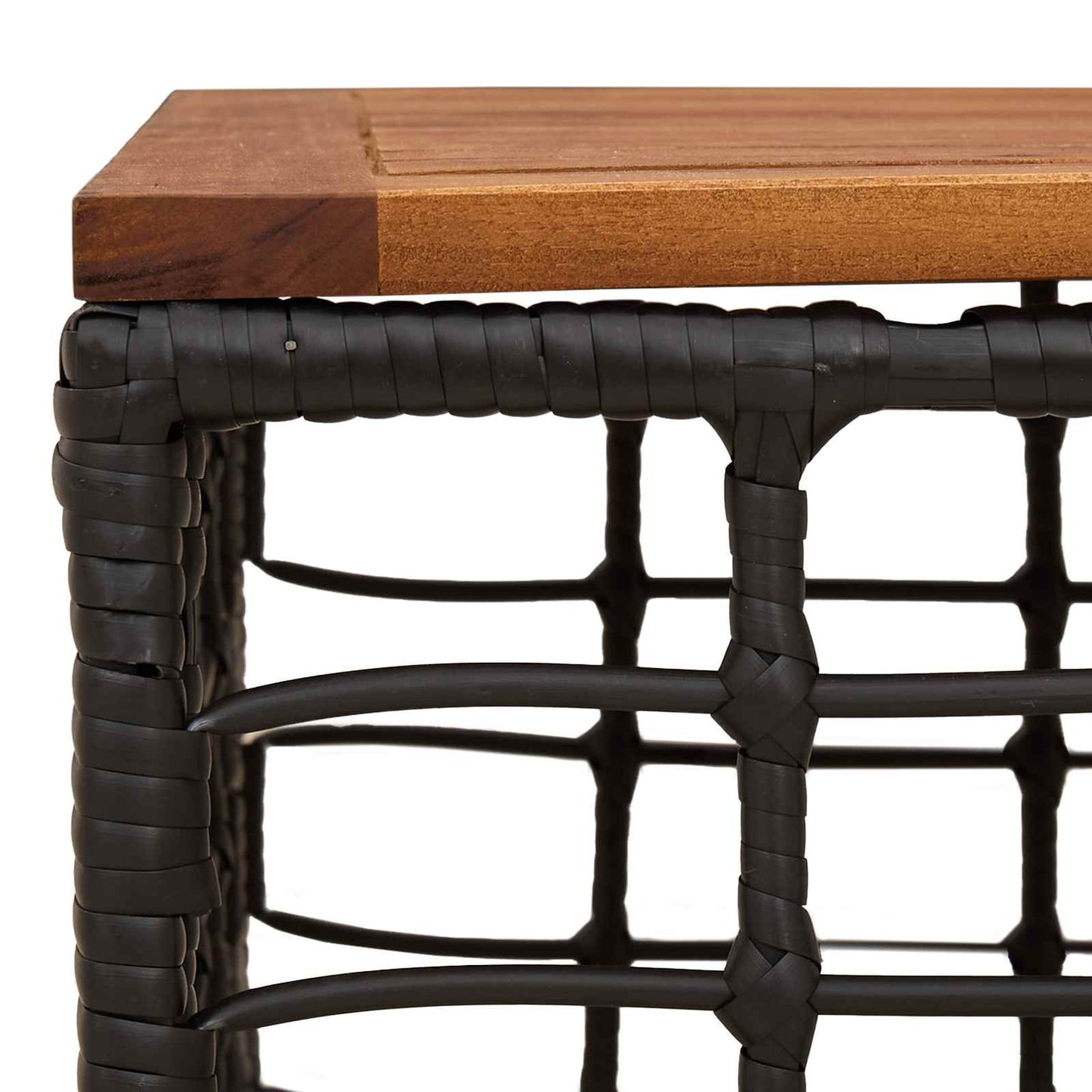 Tavolo da Giardino Nero e naturale 55 x 55 x 37 cm | homemem39