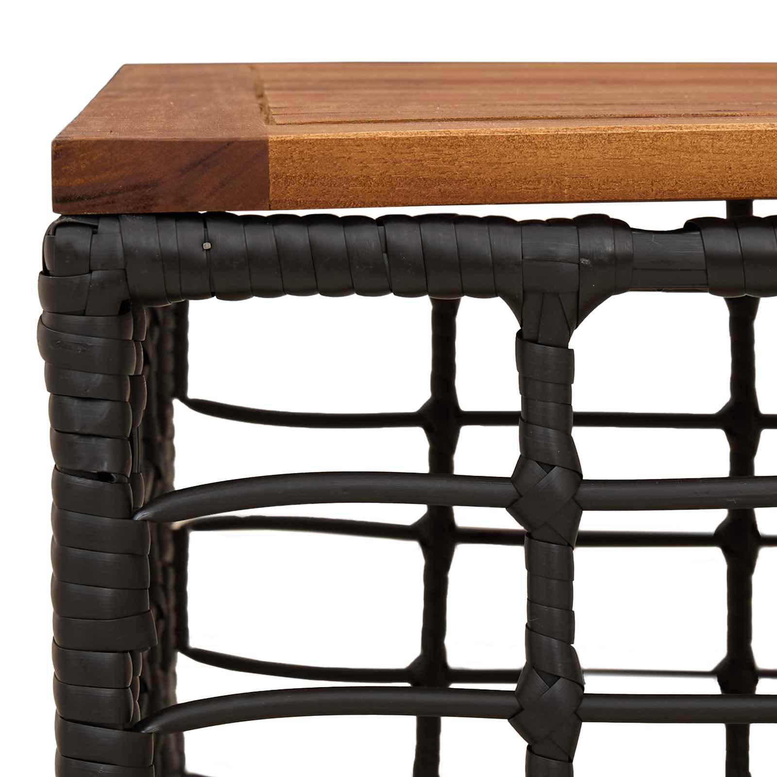 Tavolo da Giardino Nero e naturale 55 x 55 x 37 cm | homemem39
