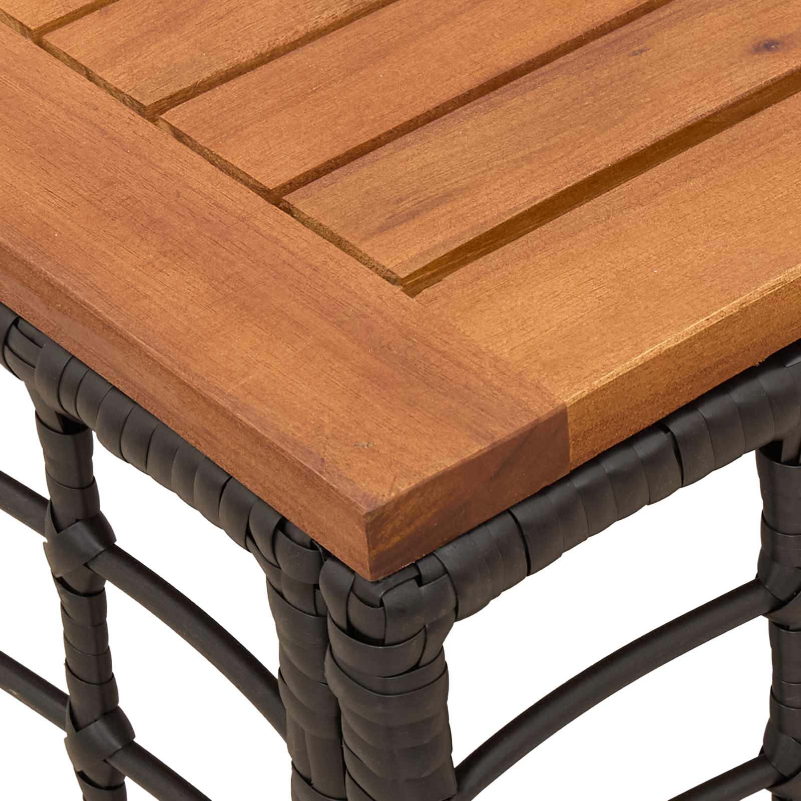 Tavolo da Giardino Nero e naturale 55 x 55 x 37 cm | homemem39