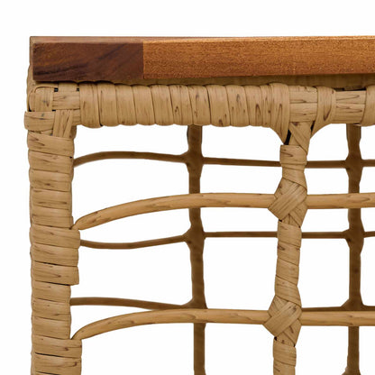 Tavolo da Giardino Naturale 55 x 55 x 37 cm Rattan PE e Vetro | homemem39