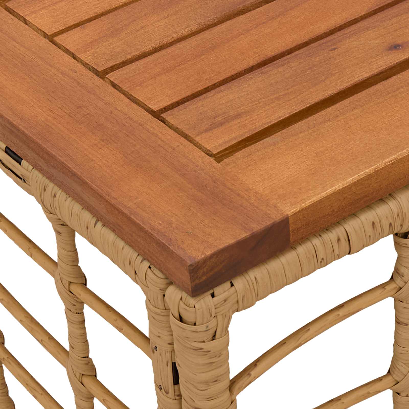 Tavolo da Giardino Naturale 55 x 55 x 37 cm Rattan PE e Vetro | homemem39