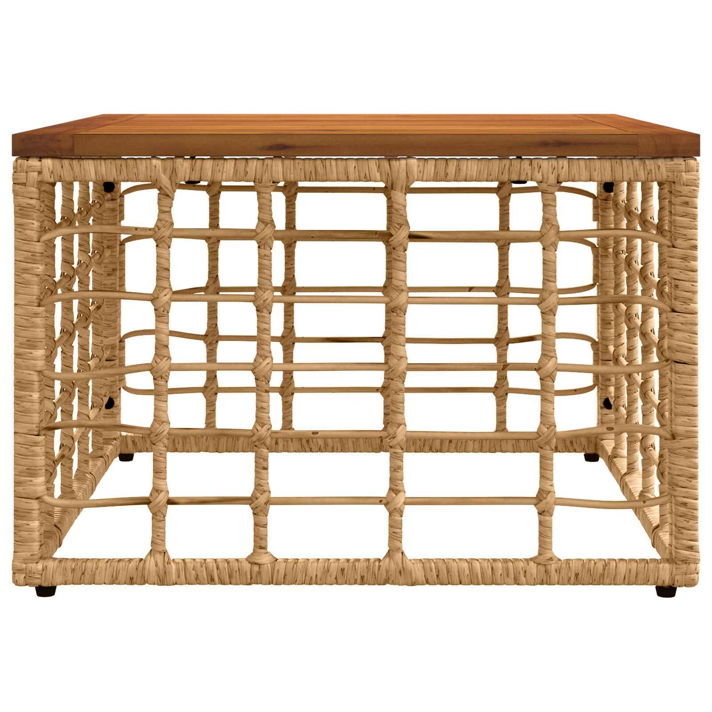Tavolo da Giardino Naturale 55 x 55 x 37 cm Rattan PE e Vetro | homemem39