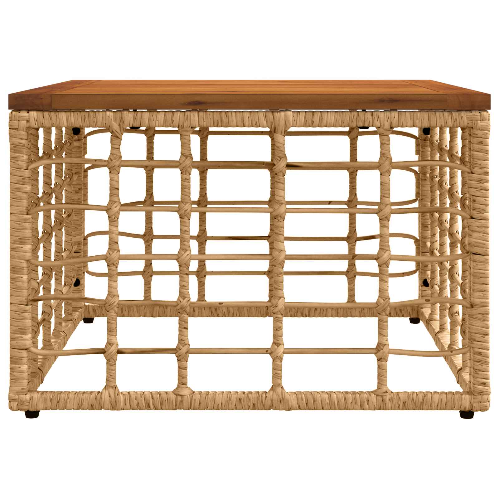 Tavolo da Giardino Naturale 55 x 55 x 37 cm Rattan PE e Vetro | homemem39