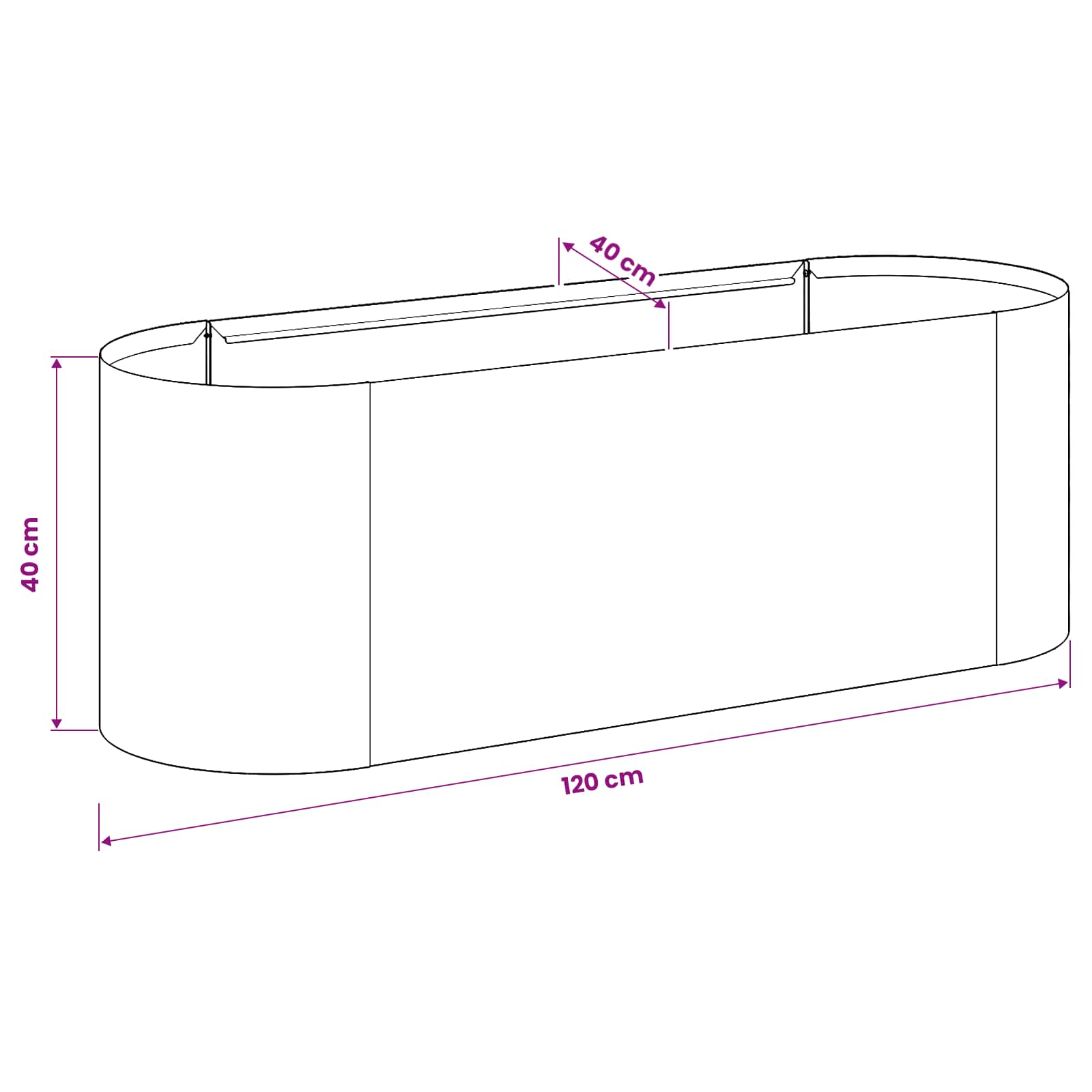 Letto rialzato da giardino Antracite 120 x 40 x 40 cm | homemem39