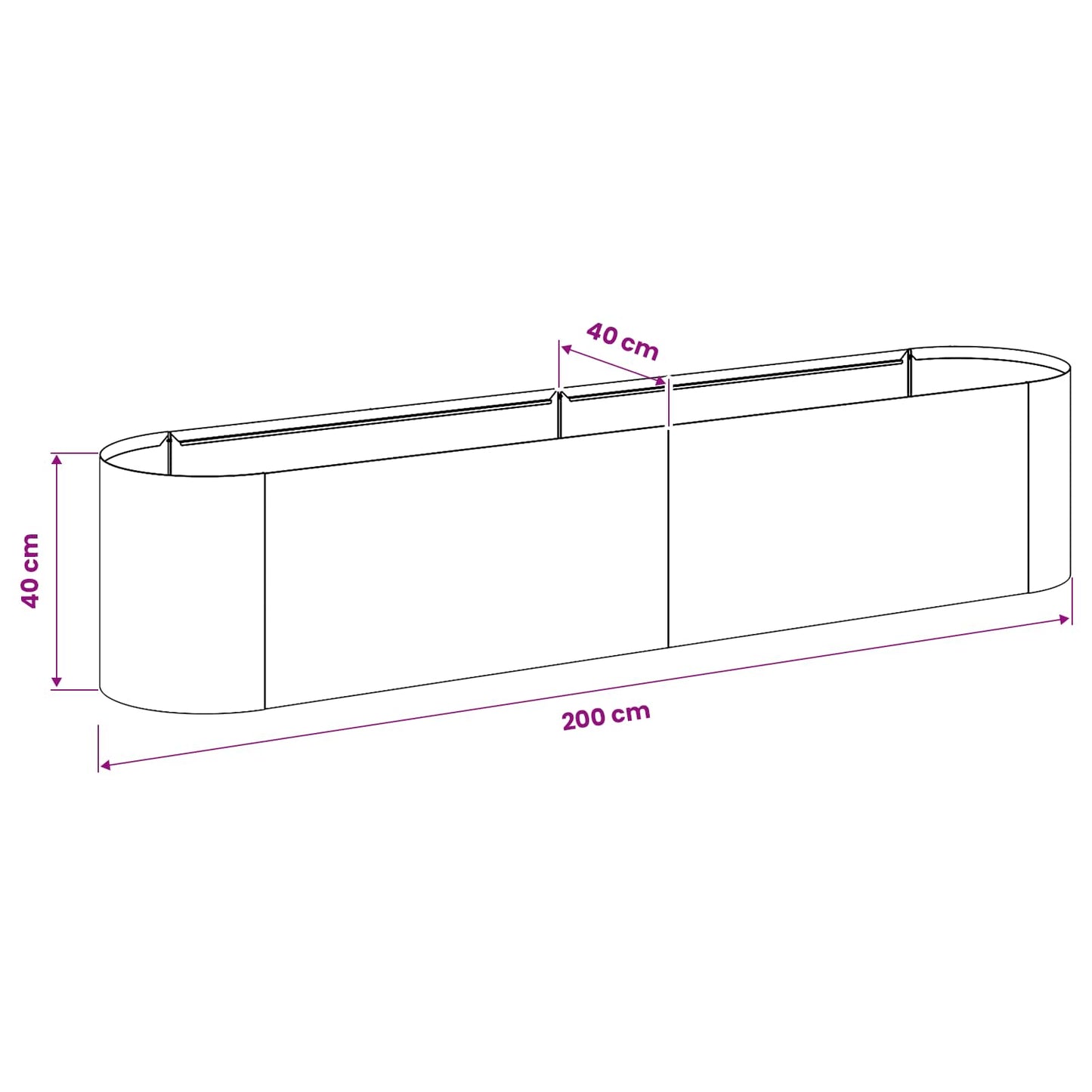 Letto rialzato da giardino Verde Oliva 200 x 40 x 40 cm | homemem39