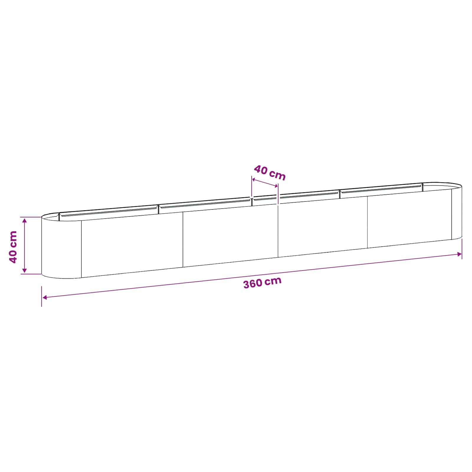 Letto rialzato da giardino Verde Oliva 360 x 40 x 40 cm | homemem39
