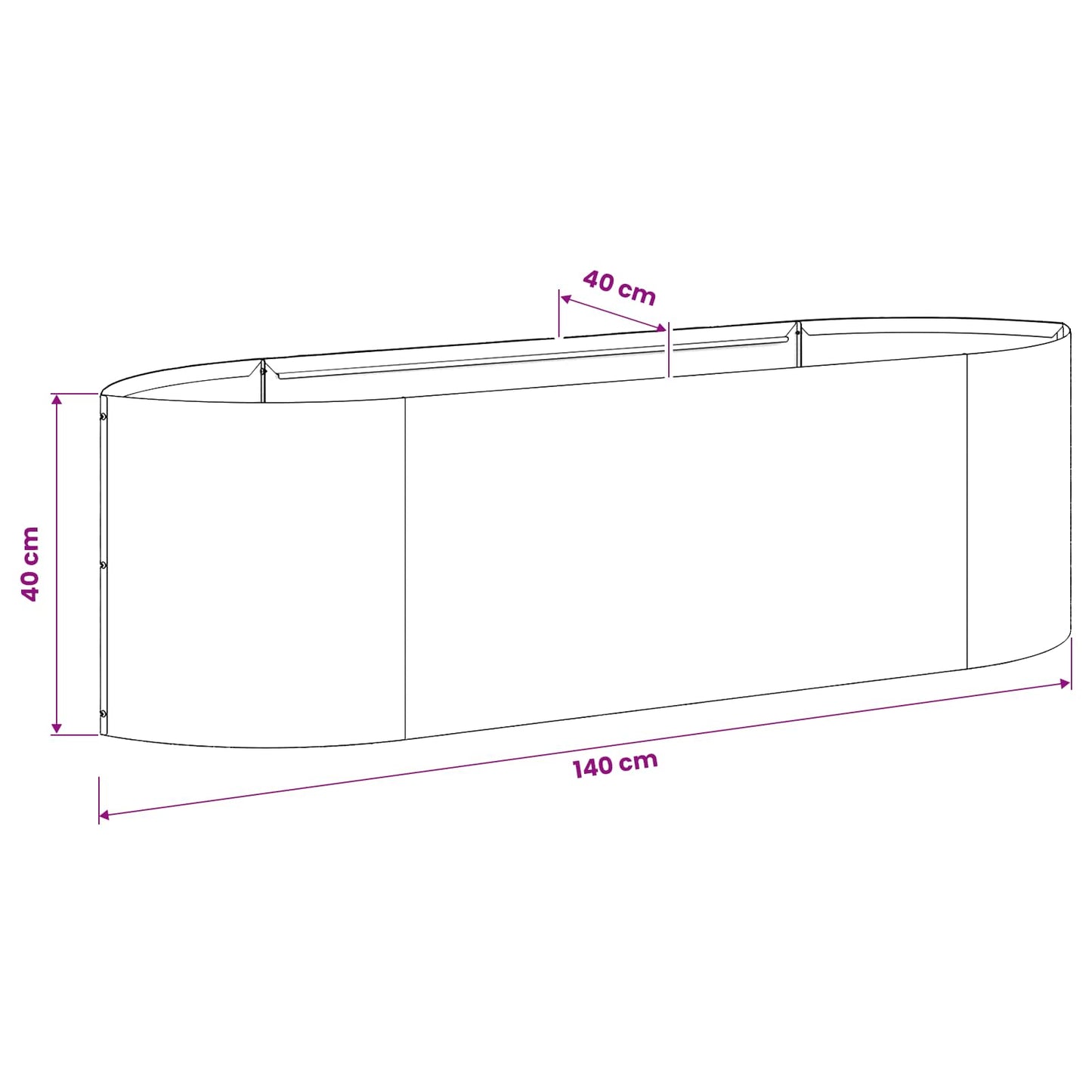 Letto rialzato da giardino Acciaio zincato 140 x 40 x 40 cm | homemem39