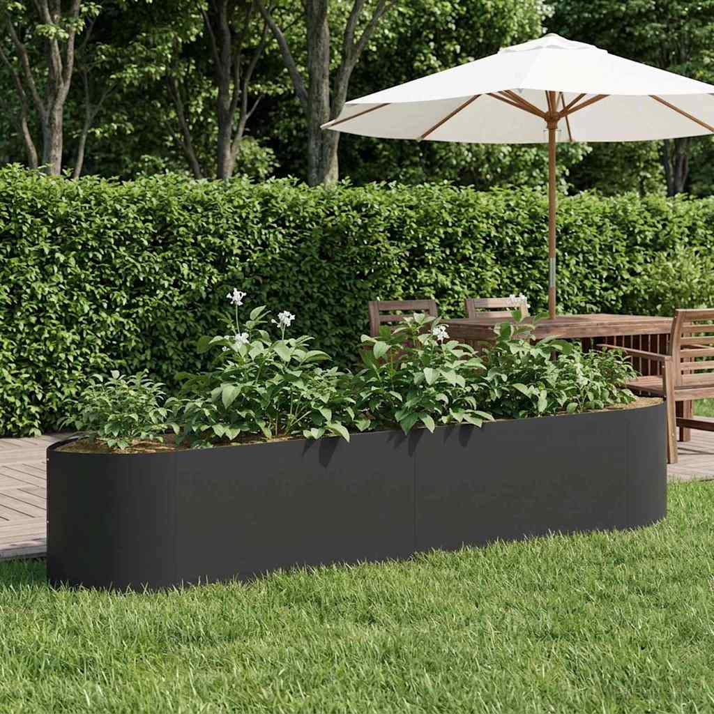 Letto rialzato da giardino Nero 220 x 40 x 40 cm Acciaio | homemem39