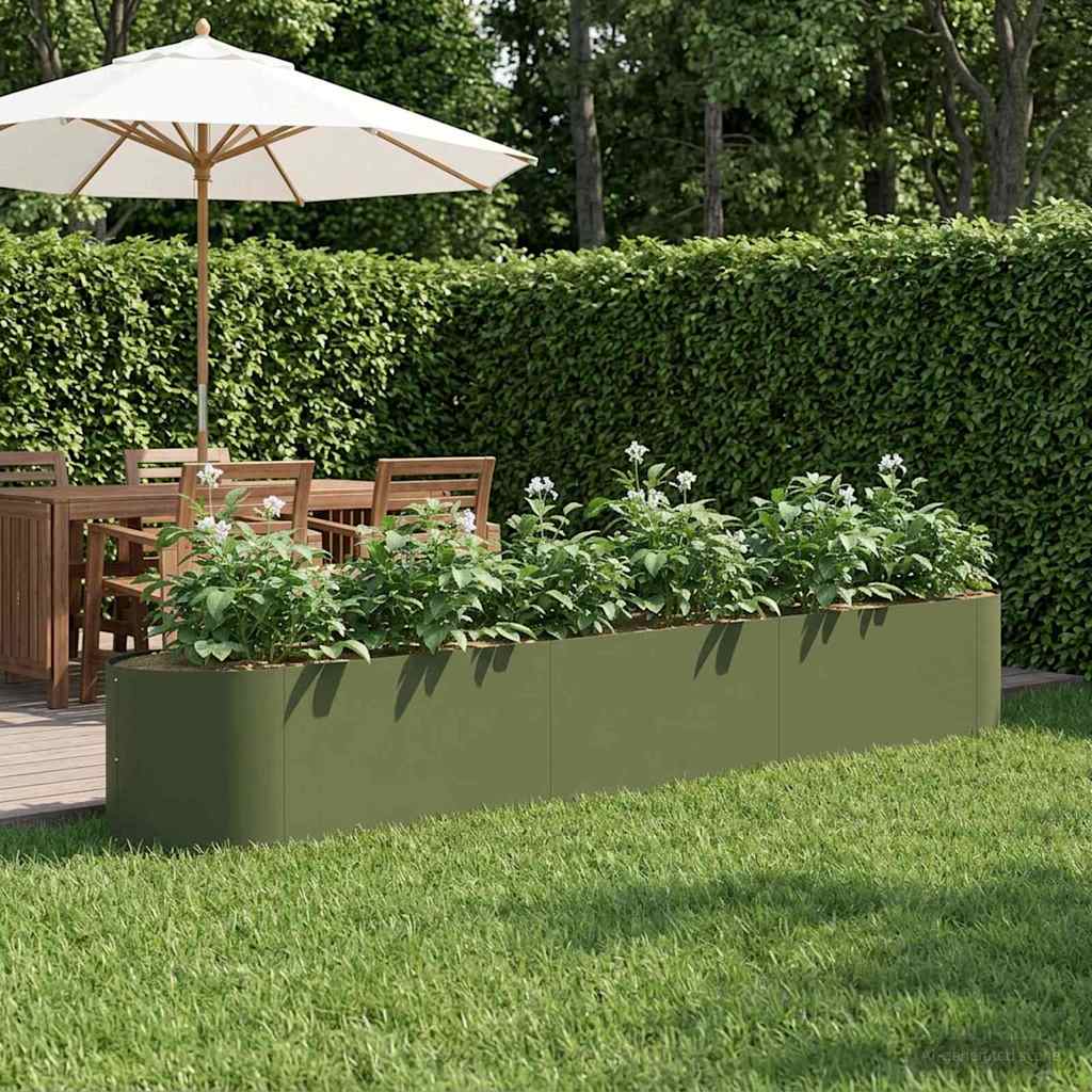 Letto rialzato da giardino Verde Oliva 300 x 40 x 40 cm Acciaio | homemem39