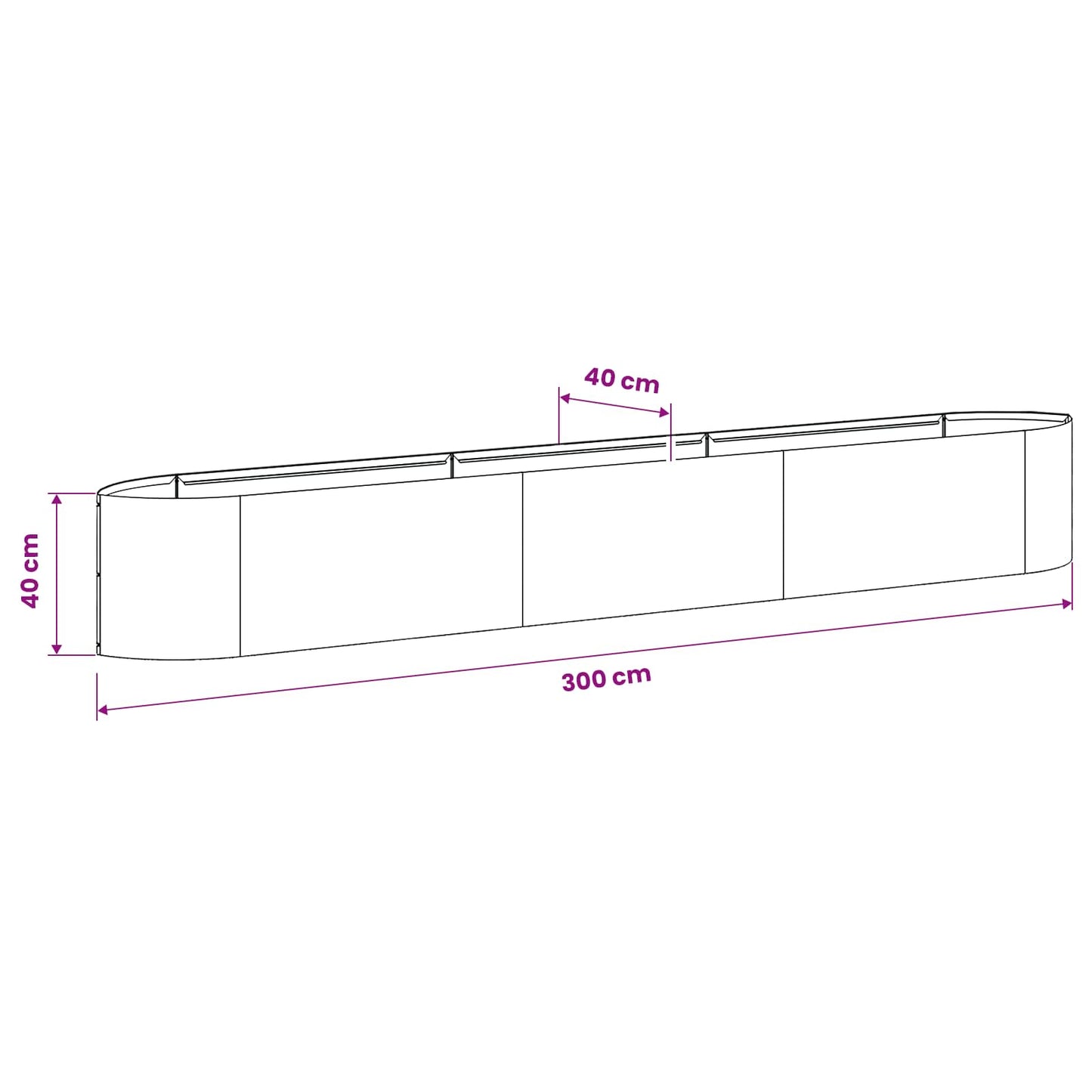 Letto rialzato da giardino Acciaio zincato 300 x 40 x 40 cm | homemem39