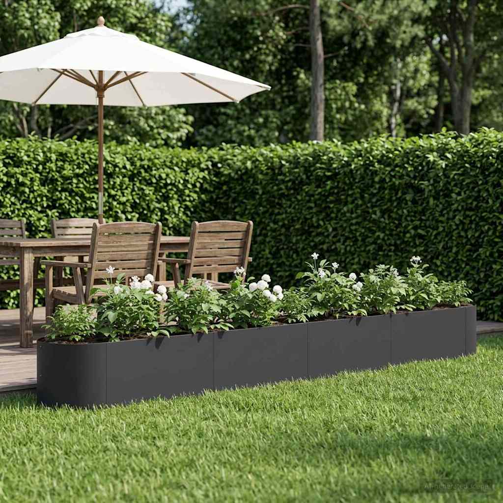 Letto rialzato da giardino Nero 380 x 40 x 40 cm Acciaio | homemem39