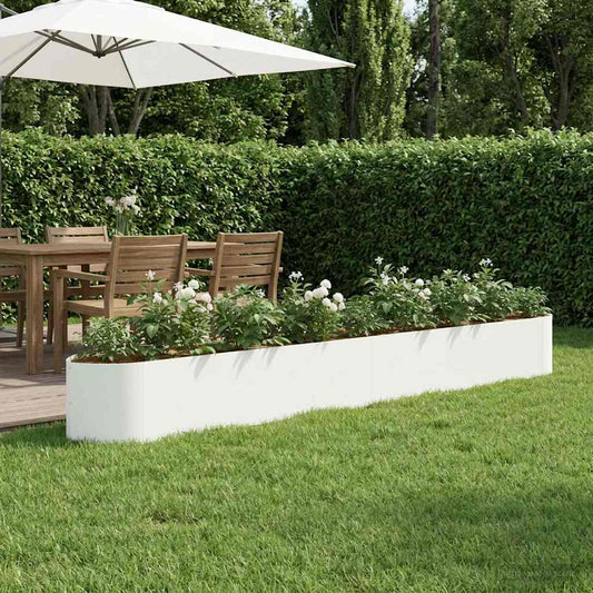 Letto rialzato da giardino Bianco 380 x 40 x 40 cm Acciaio | homemem39