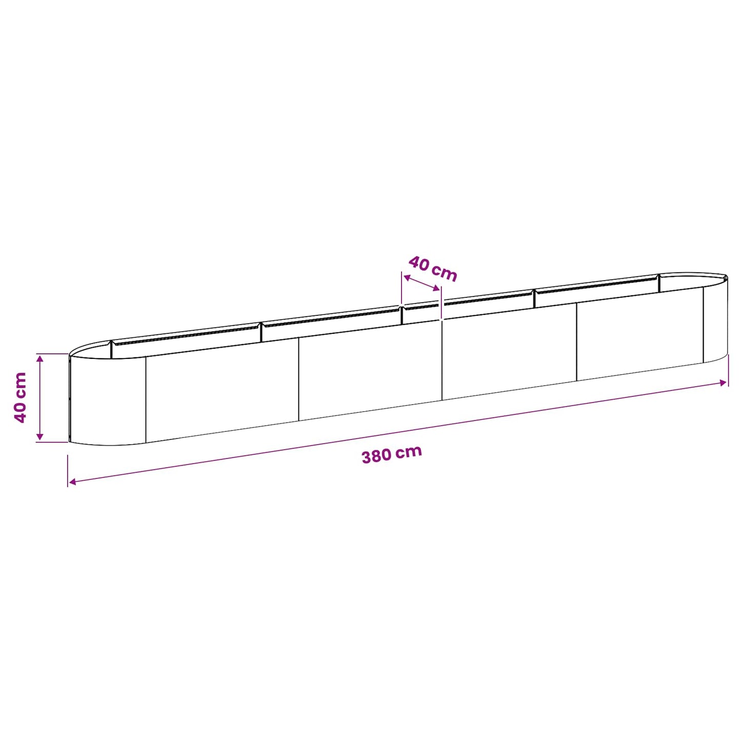 Letto rialzato da giardino Verde Oliva 380 x 40 x 40 cm Acciaio | homemem39