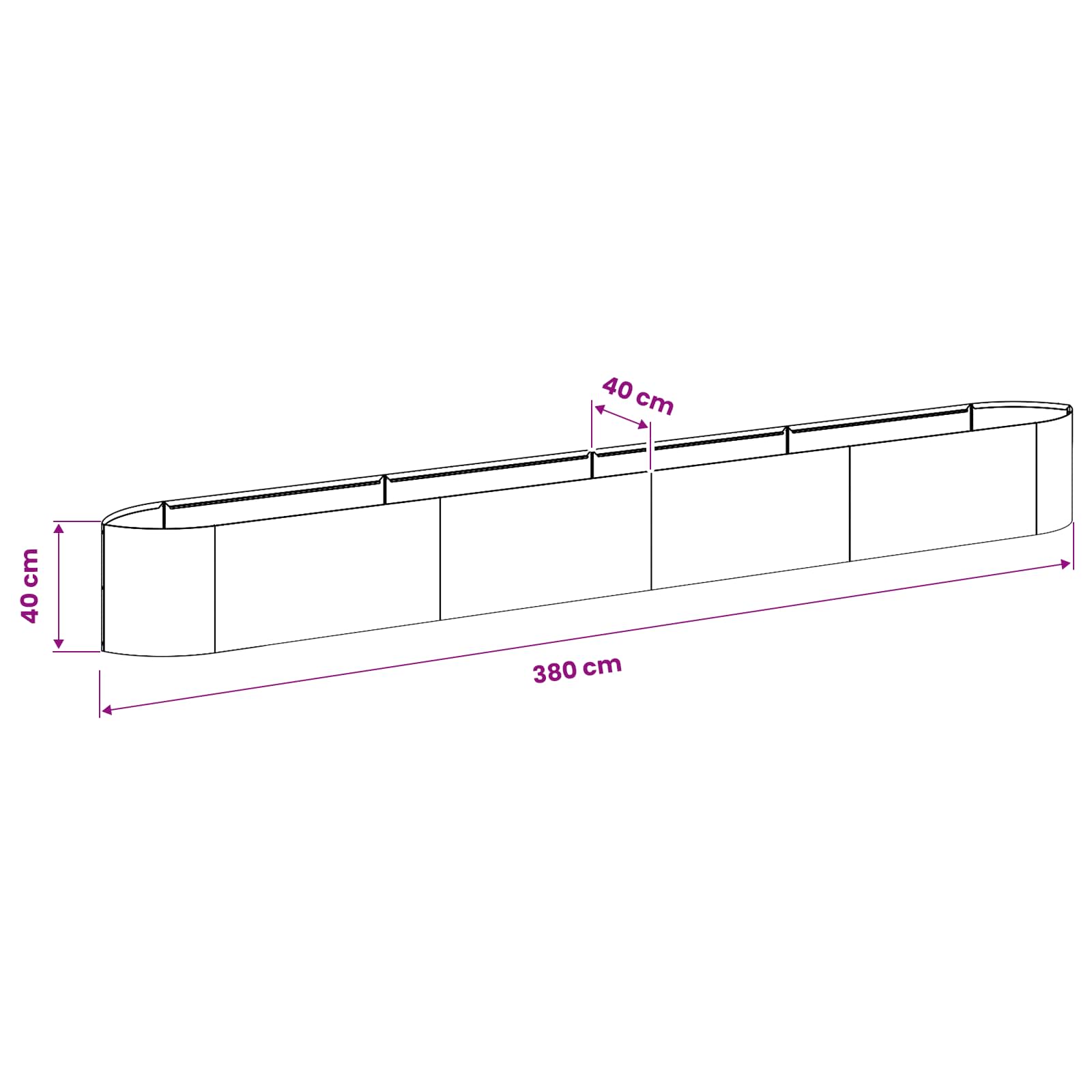 Letto rialzato da giardino Verde Oliva 380 x 40 x 40 cm Acciaio | homemem39