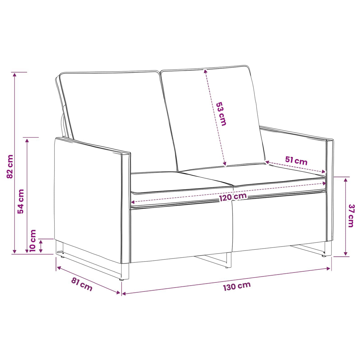 Divano a 2 posti Verde militare 130 x 81 x 82 cm | homemem39
