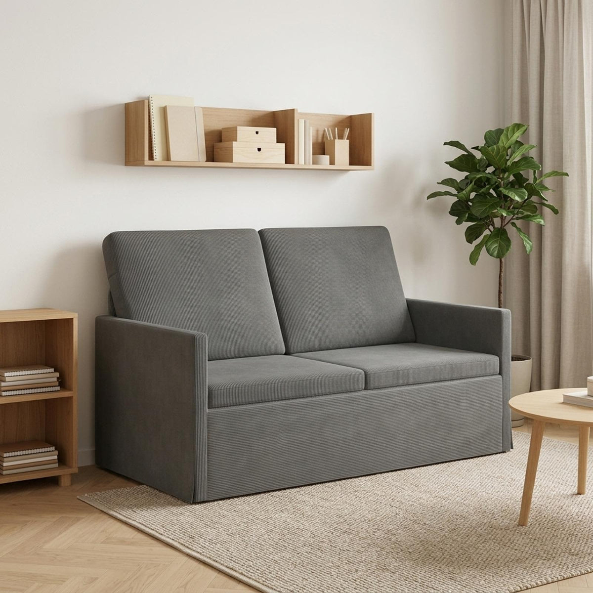 Divano a 2 posti Grigio Scuro 130 x 81 x 82 cm Tessuto in Cords | homemem39