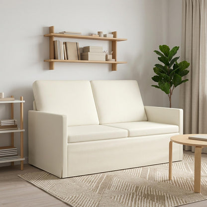 Divano a 2 posti Crema 130 x 81 x 82 cm Tessuto in Cords | homemem39