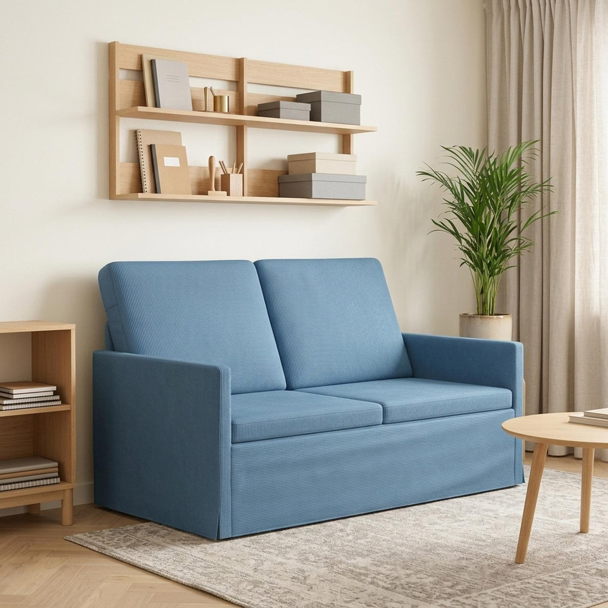 Divano a 2 posti Blu 130 x 81 x 82 cm Tessuto in Cords | homemem39