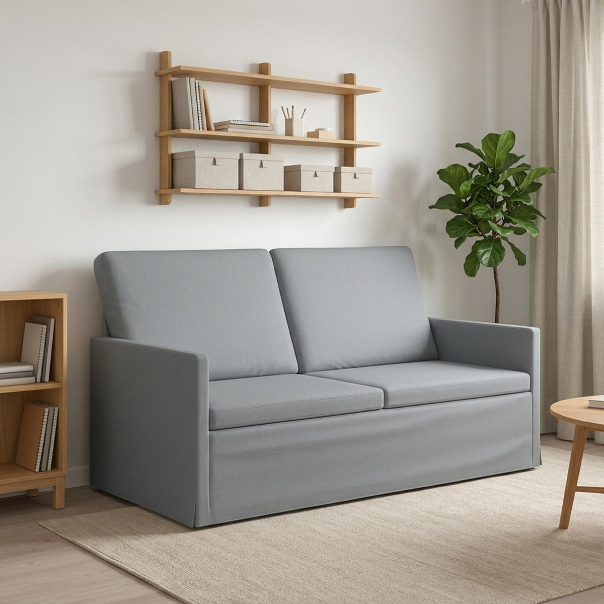 Divano a 2 posti Grigio Chiaro 150 x 81 x 82 cm Tessuto