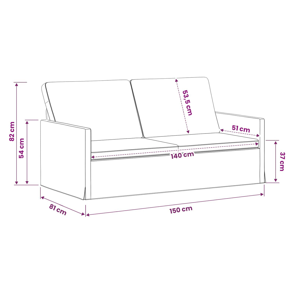 Divano a 2 posti Grigio Chiaro 150 x 81 x 82 cm Tessuto | homemem39