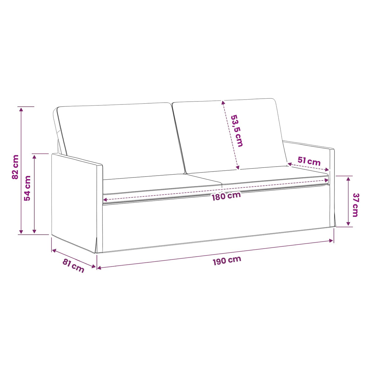 Divano a 3 posti Verde Mare 190 x 81 x 82 cm Velluto (V) | homemem39