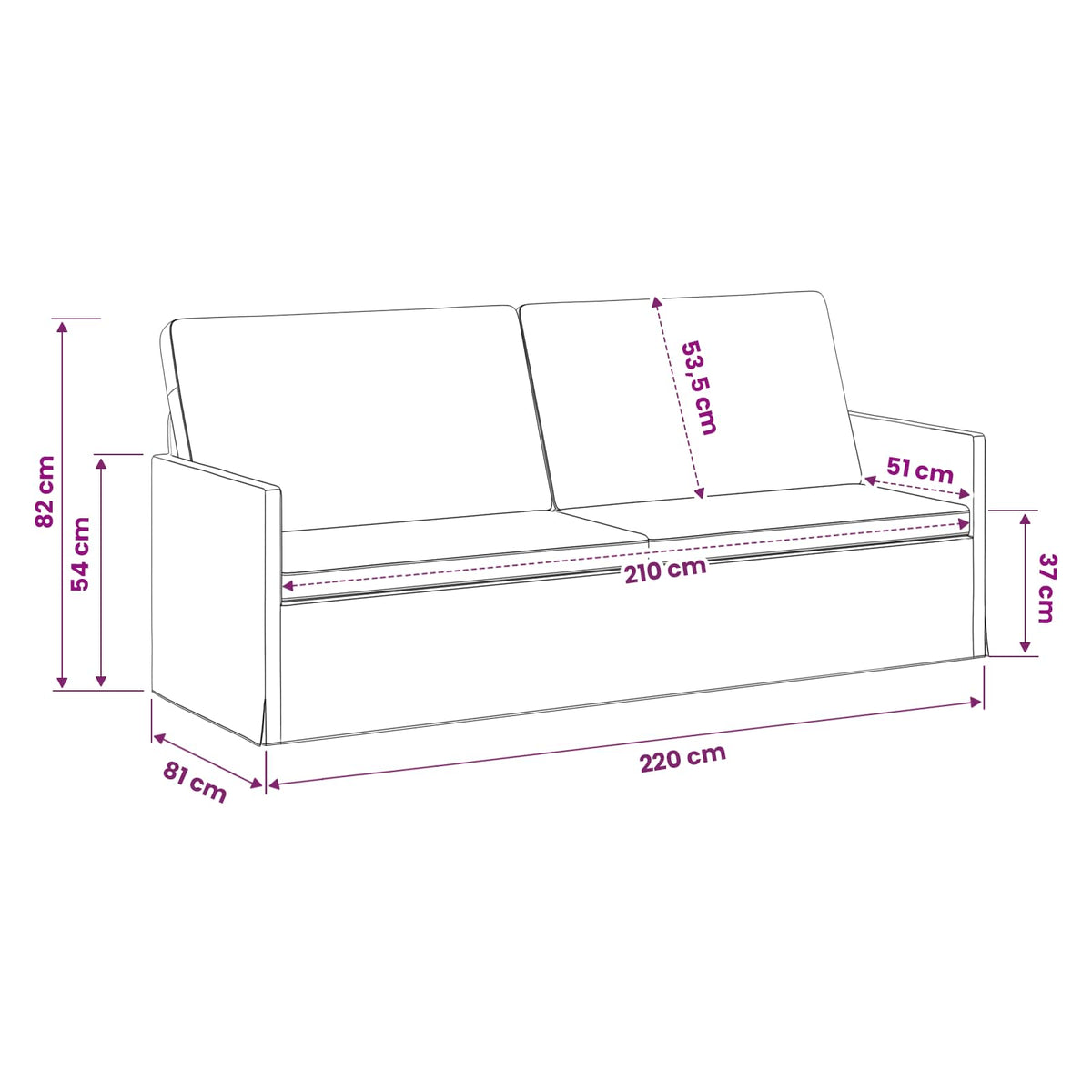 Divano a 3 posti Rosso Vino 220 x 81 x 82 cm Velluto (V) | homemem39