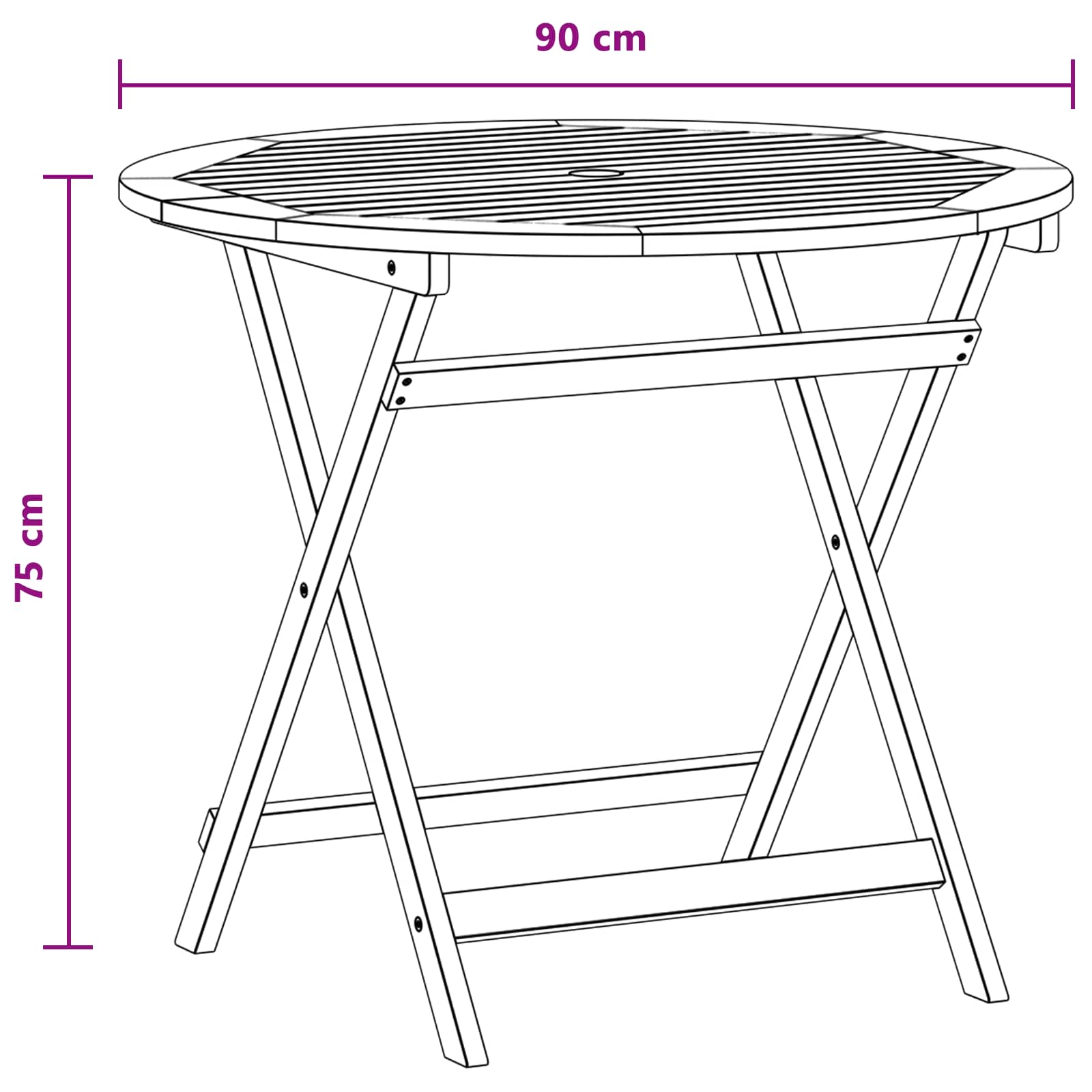 Tavolo da Giardino Pieghevole Marrone Ø 90 x 75 cm | homemem39