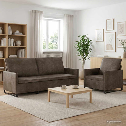 Set di divani 2 pcs Grigio Scuro Tessuto scamosciato sintetico | homemem39
