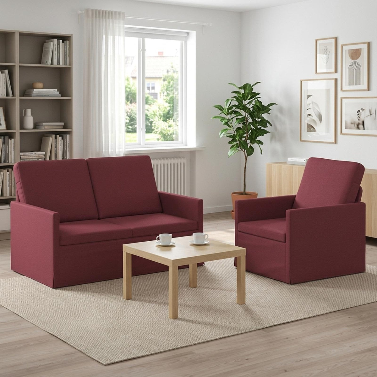 Set di divani 2 pcs Rosso Vino Tessuto | homemem39