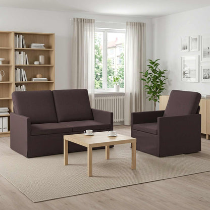 Set di divani 2 pcs Marrone Scuro Tessuto | homemem39