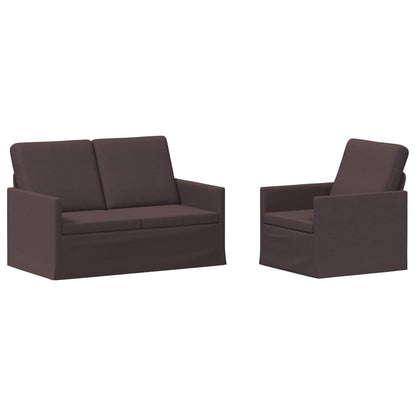 Set di divani 2 pcs Marrone Scuro Tessuto | homemem39