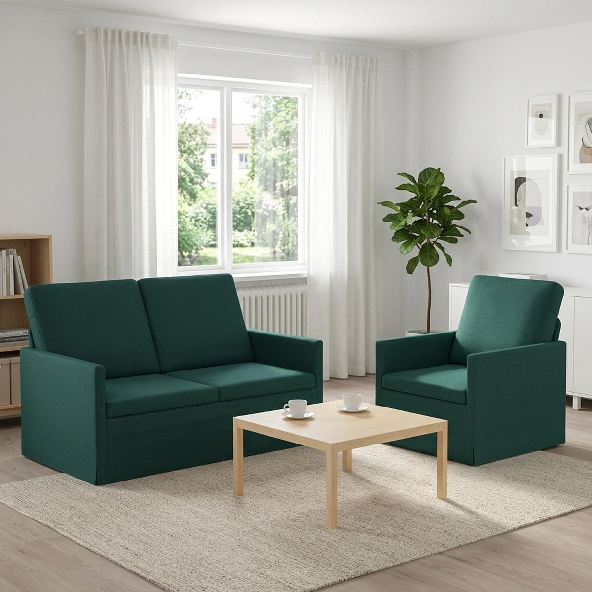 Set di divani 2 pcs Verde Scuro Tessuto | homemem39
