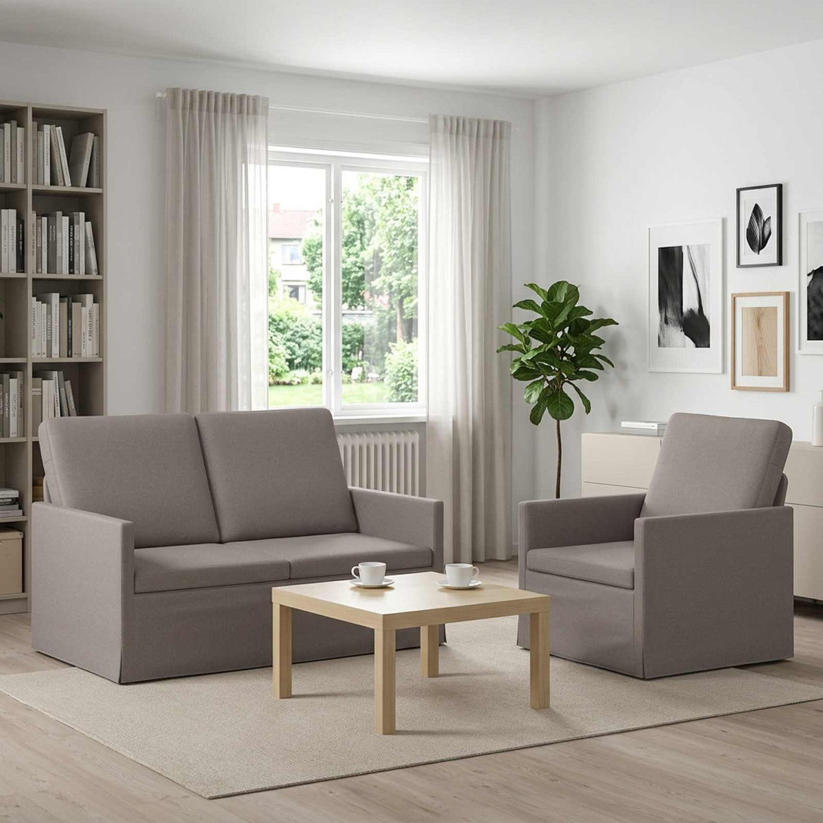 Set di divani 2 pcs Tortora Tessuto | homemem39