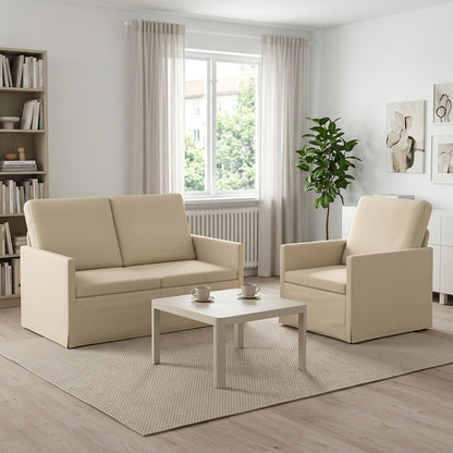 Set di divani 2 pcs Crema Tessuto | homemem39