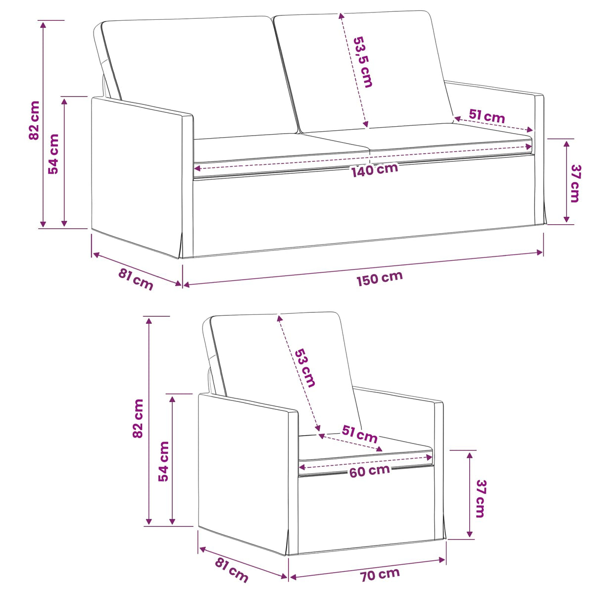 Set di divani 2 pcs Grigio Nuvola Tessuto | homemem39
