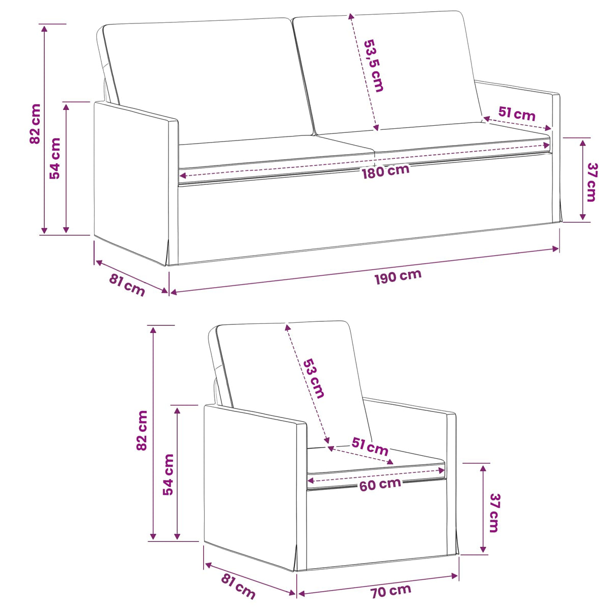 Set di divani 2 pcs Marrone Scuro Tessuto | homemem39