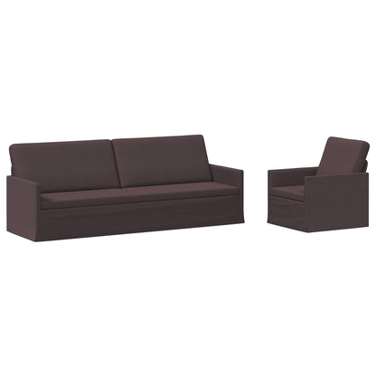 Set di divani 2 pcs Marrone Scuro Tessuto | homemem39