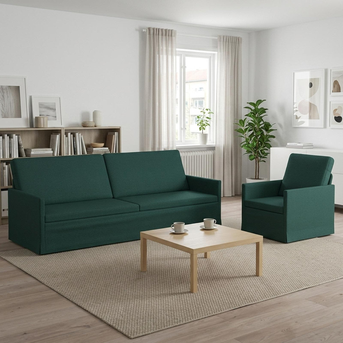 Set di divani 2 pcs Verde Scuro Tessuto | homemem39