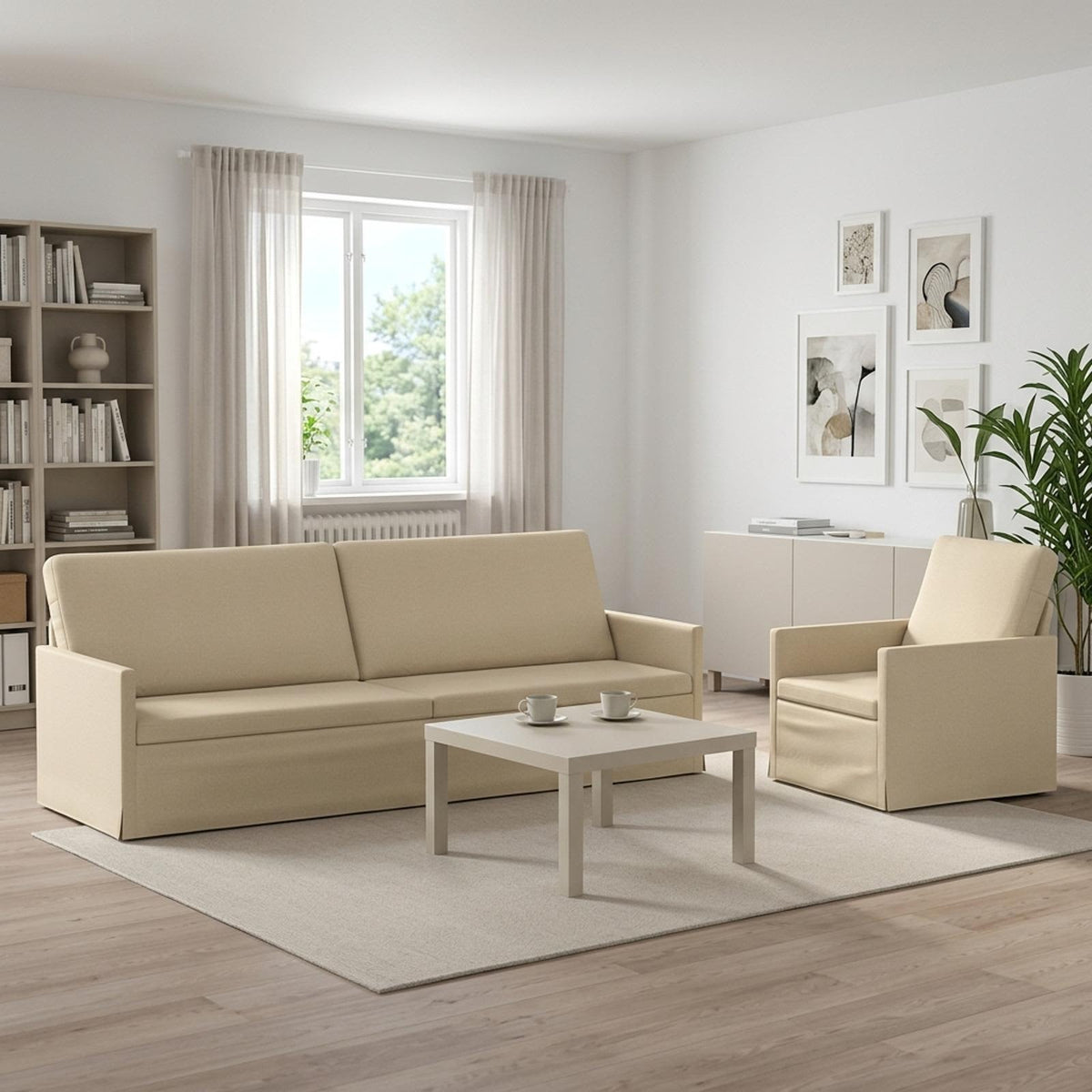 Set di divani 2 pcs Crema Tessuto | homemem39