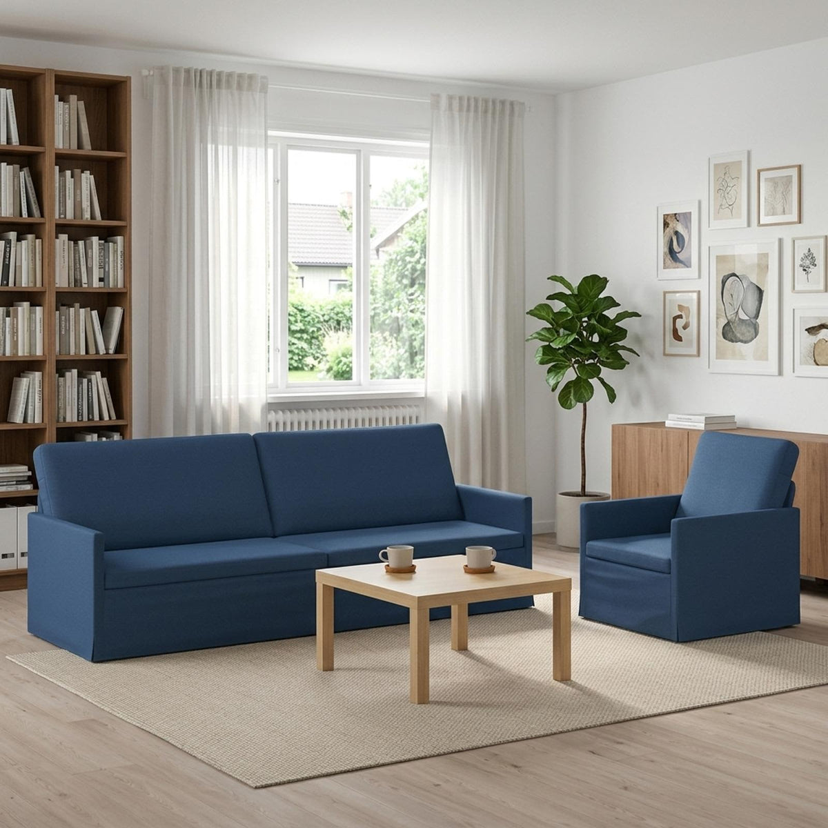 Set di divani 2 pcs Blu Tessuto | homemem39