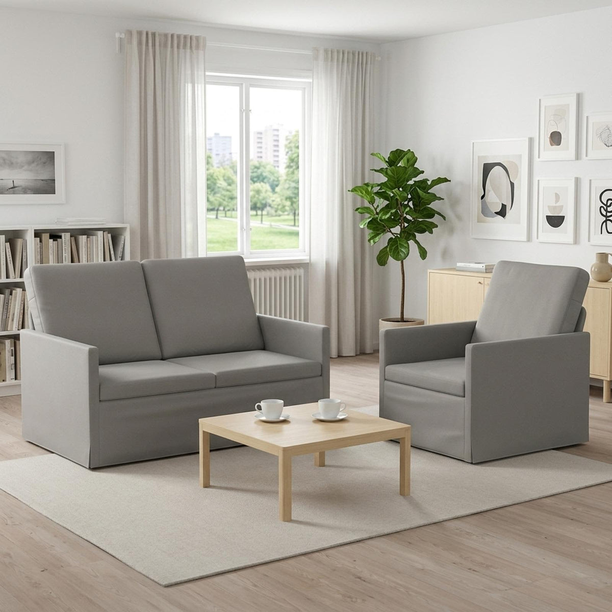 Set di divani 2 pcs Grigio Chiaro Velluto (V) | homemem39