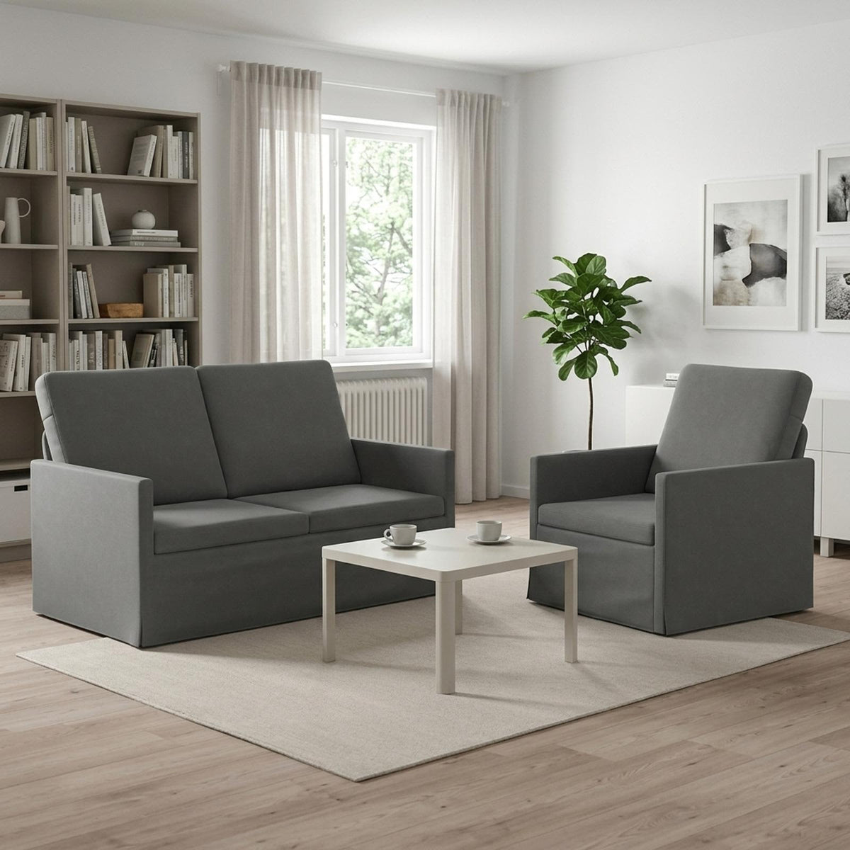 Set di divani 2 pcs Grigio Scuro Velluto (V)
