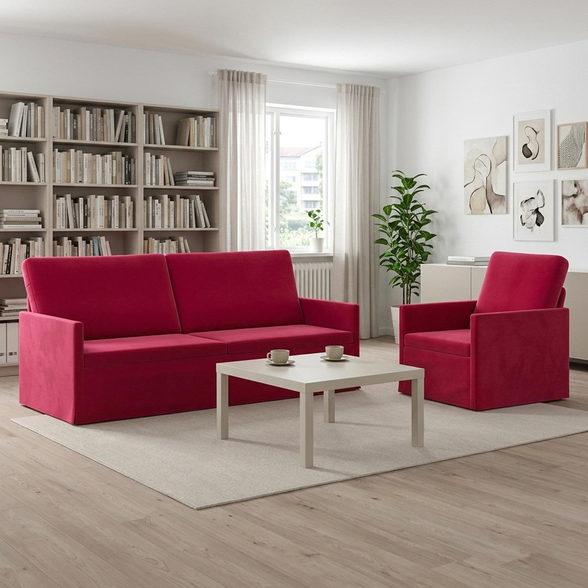 Set di divani 2 pcs Rosso Vino Velluto (V) | homemem39