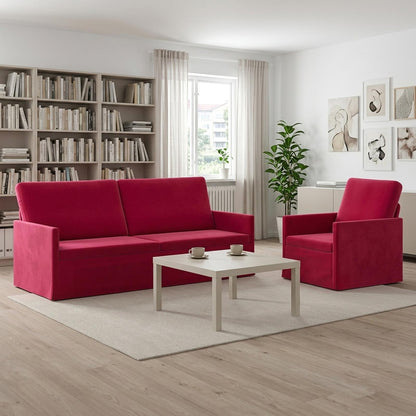 Set di divani 2 pcs Rosso Vino Velluto (V) | homemem39