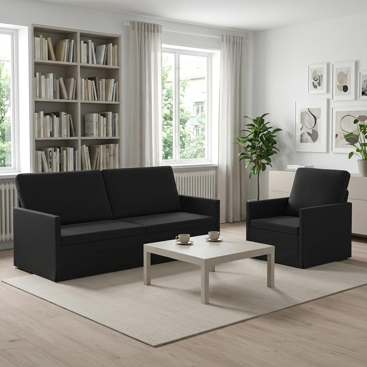 Set di divani 2 pcs Nero Velluto (V) | homemem39