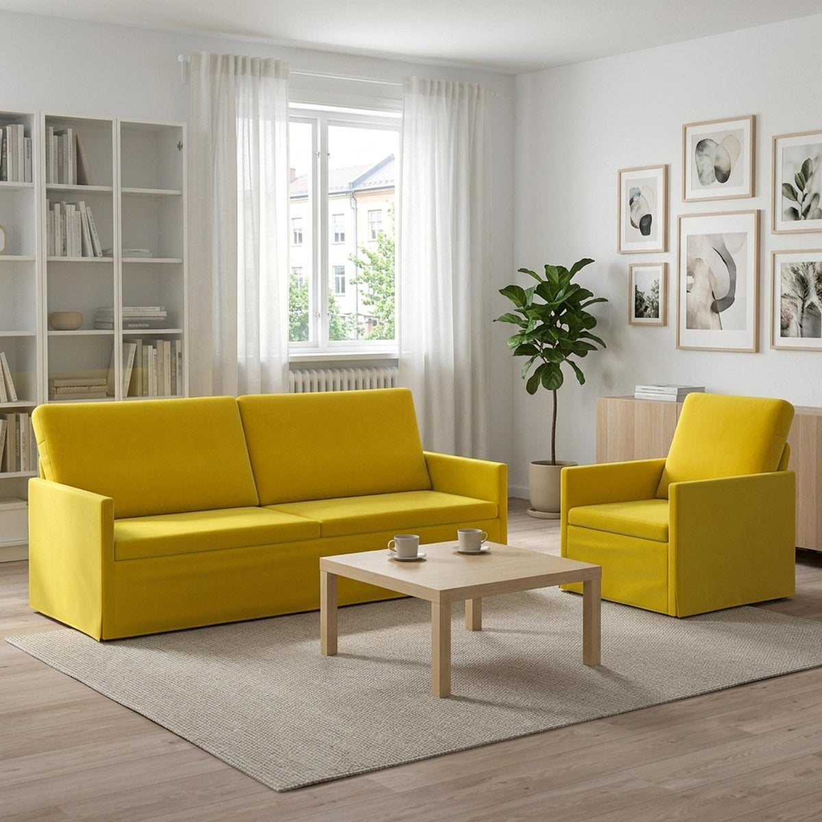 Set di divani 2 pcs Giallo Velluto (V) | homemem39
