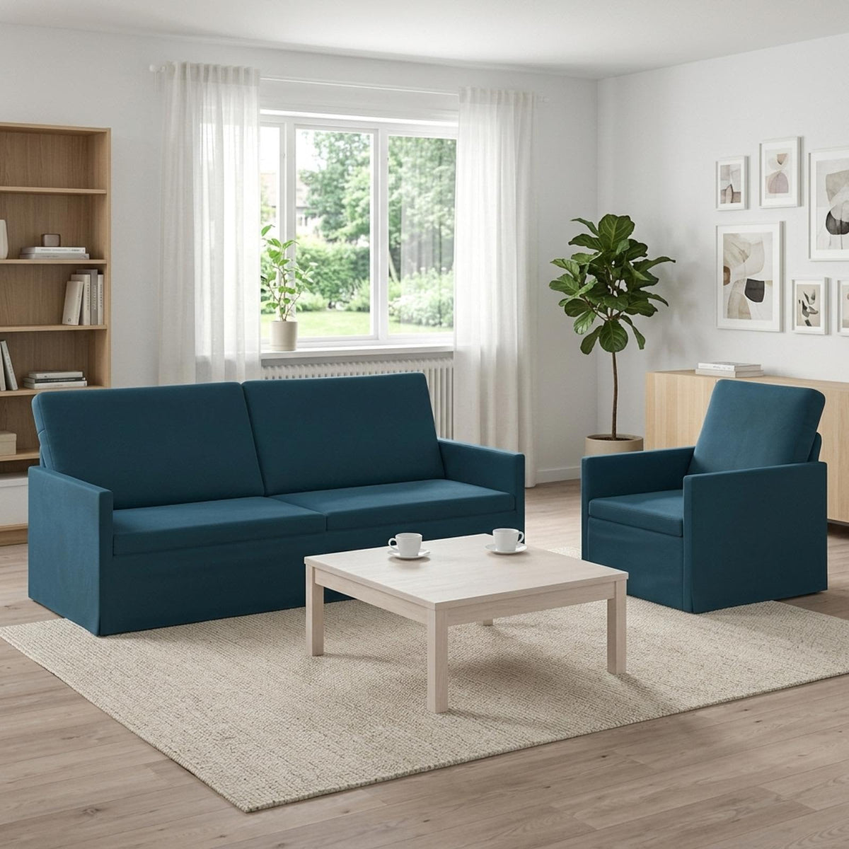Set di divani 2 pcs Blu Velluto (V) | homemem39