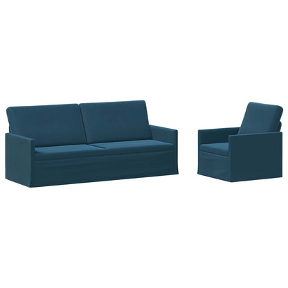 Set di divani 2 pcs Blu Velluto (V) | homemem39